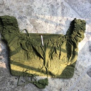 Free People Green Crop Top